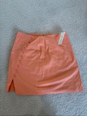 Francesca's Collections Coral Button-Detail Mini Skirt